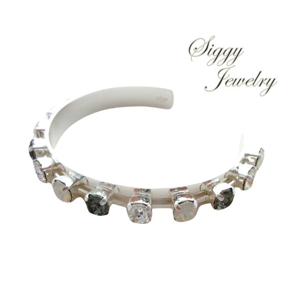 Jetsetter Cuff Bangle Bracelet made with Genuine Austrian Crystals in 6mm - Picture 5 of 7